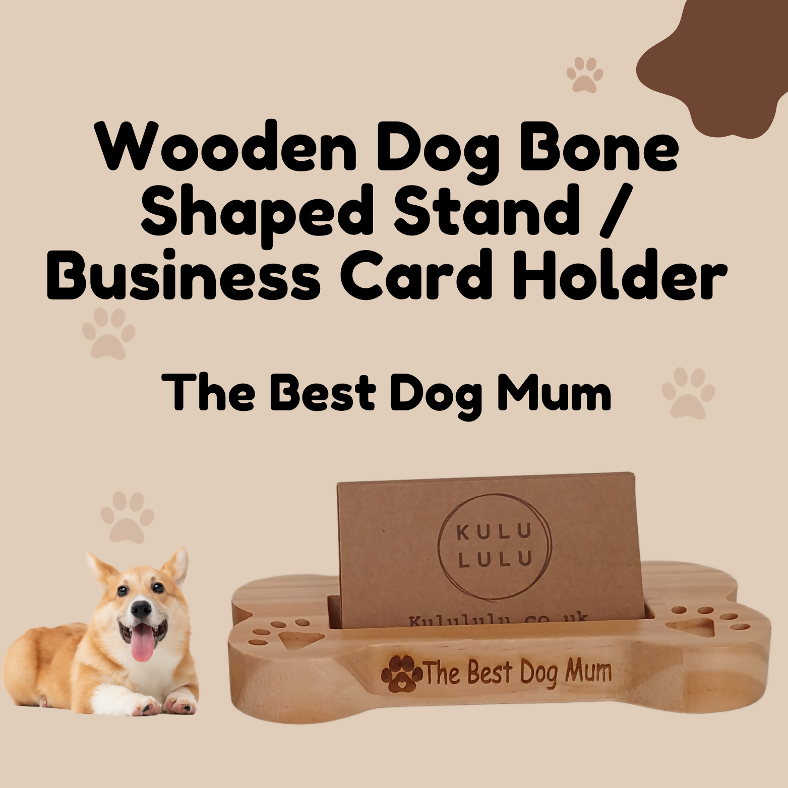 The Best Dog Mum - Dog Bone Shaped Stand / Business Card Holder