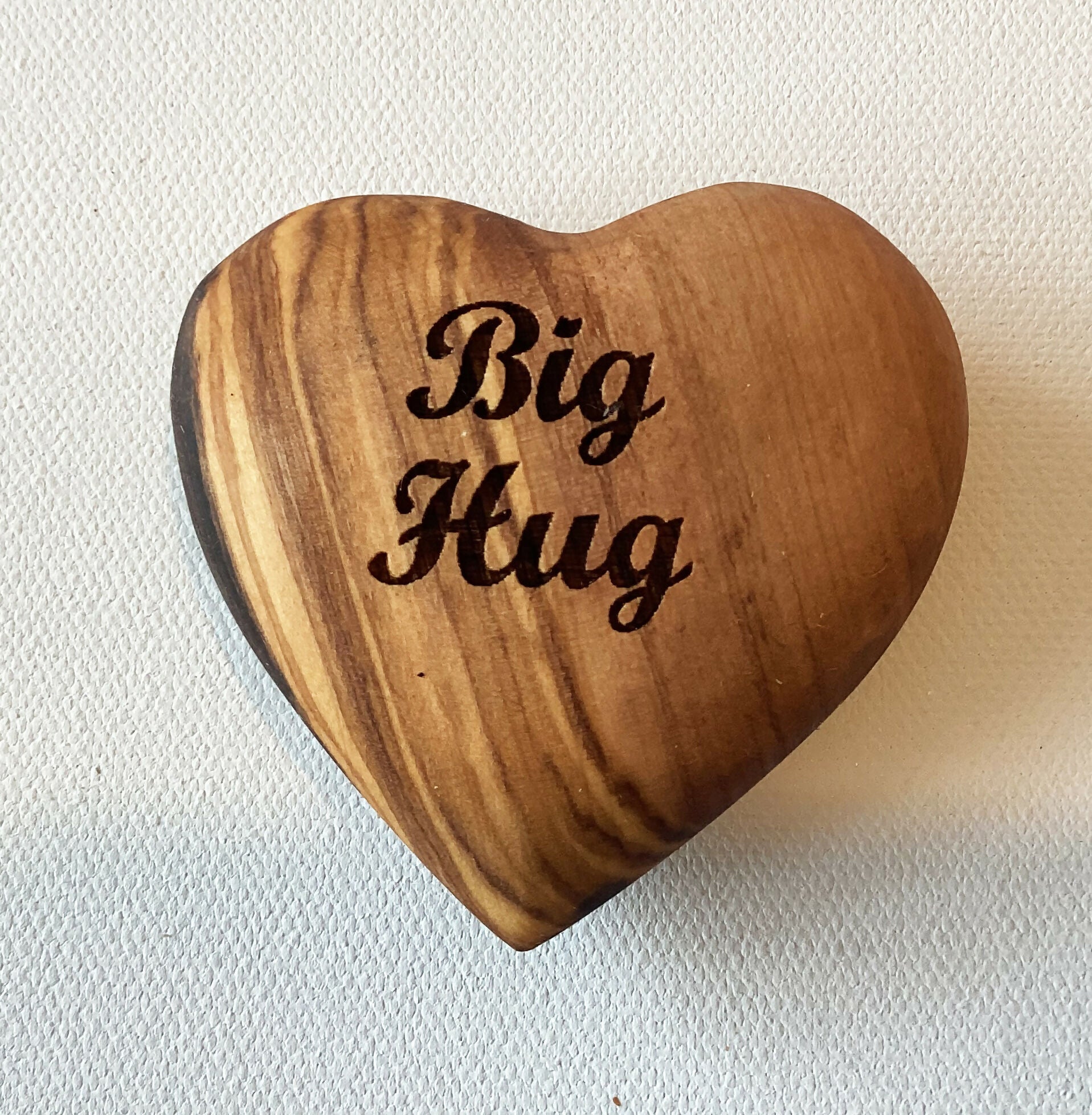 Engraved Solid Olive Wood Hearts