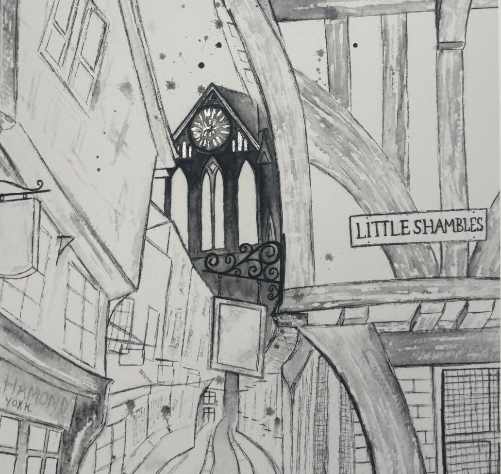 'Shambles In The Shadows' Limited Edition, Fine Art, Giclee York Mounted Print Hand Finished With Silver Leaf