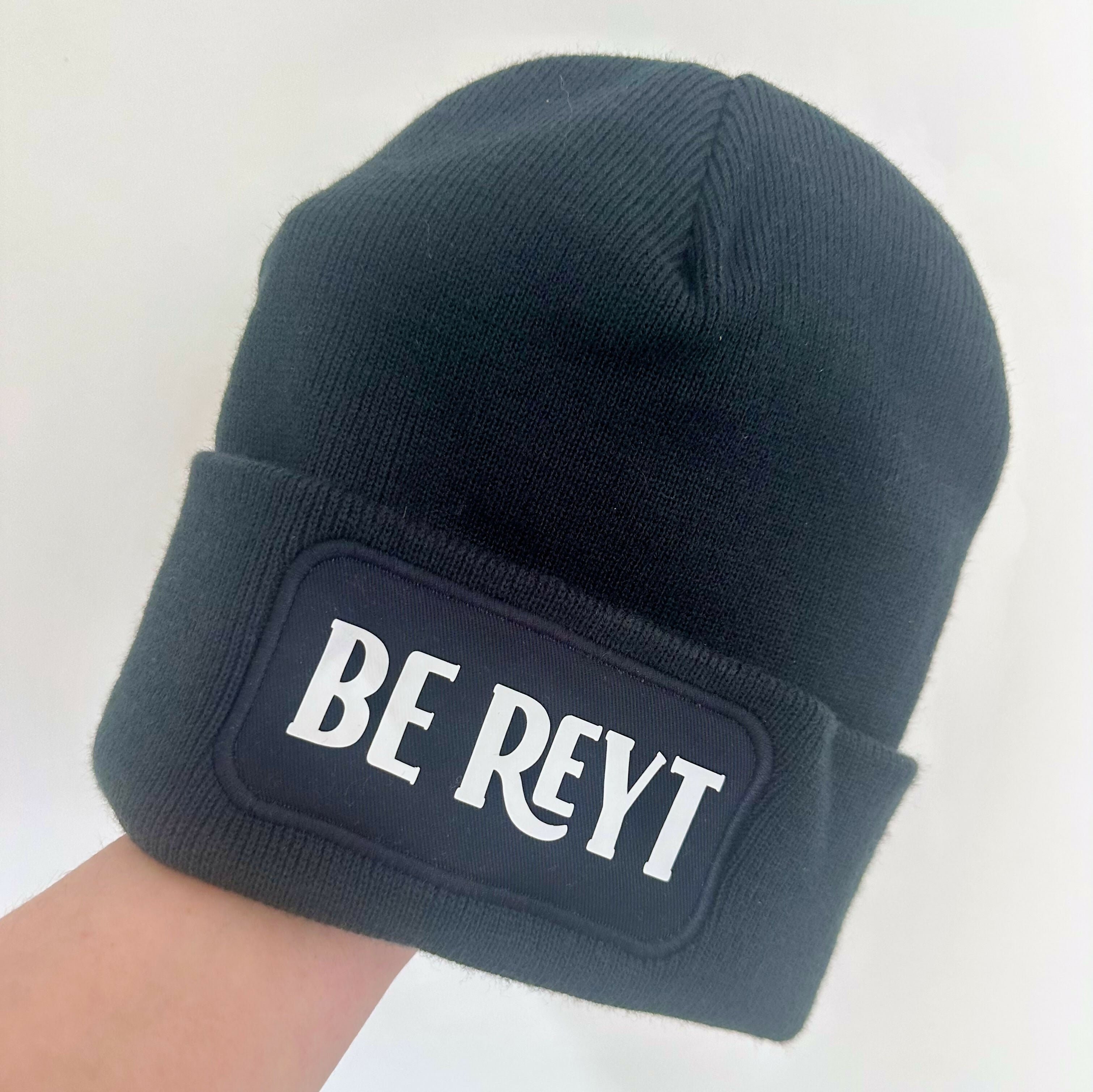 Be Reyt Cuffed Rectangular Patch Beanie Hat
