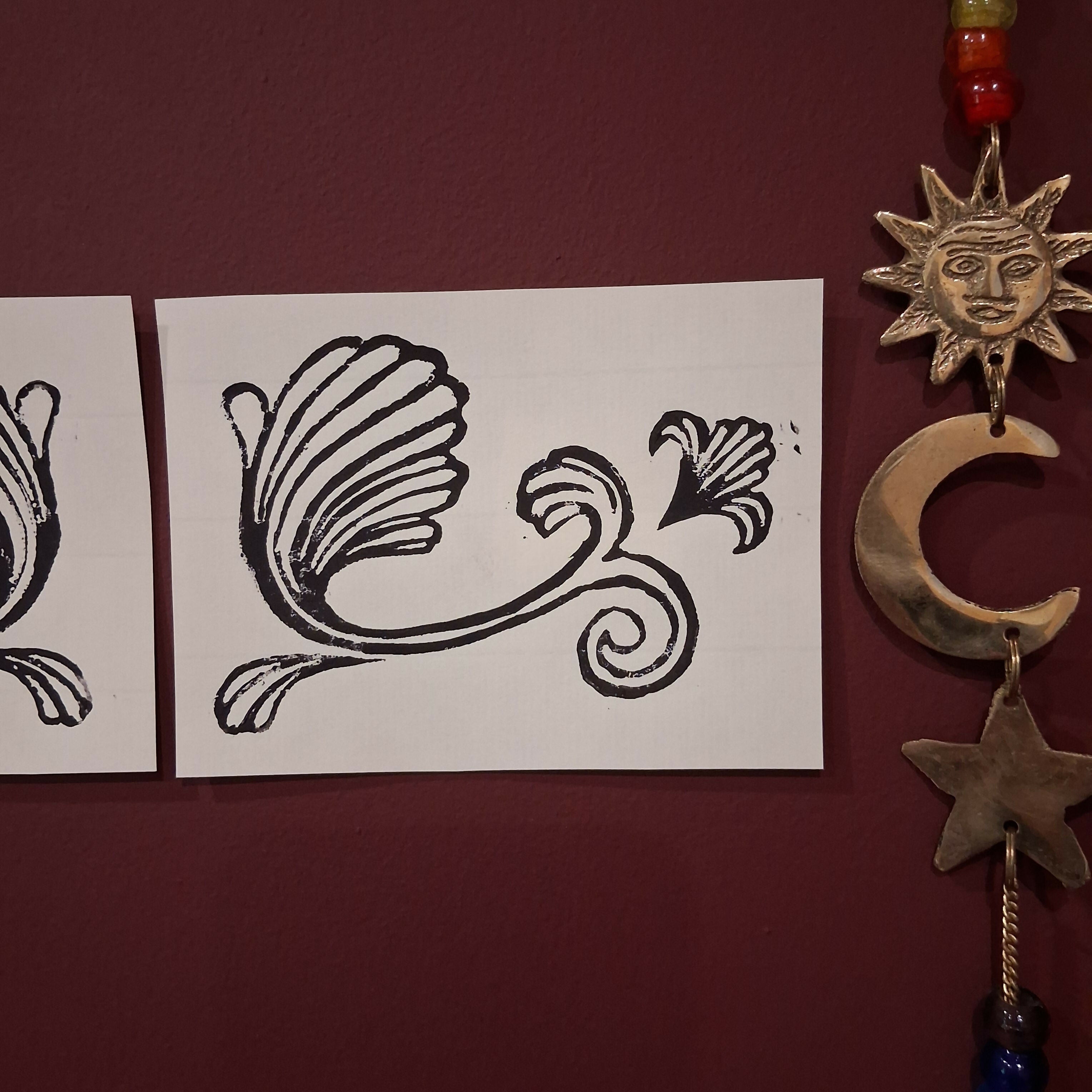 Small Swirl Linoprint, Right