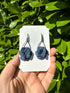 Sculpted Flower Drop Earrings with Silver Hook in Navy Blue