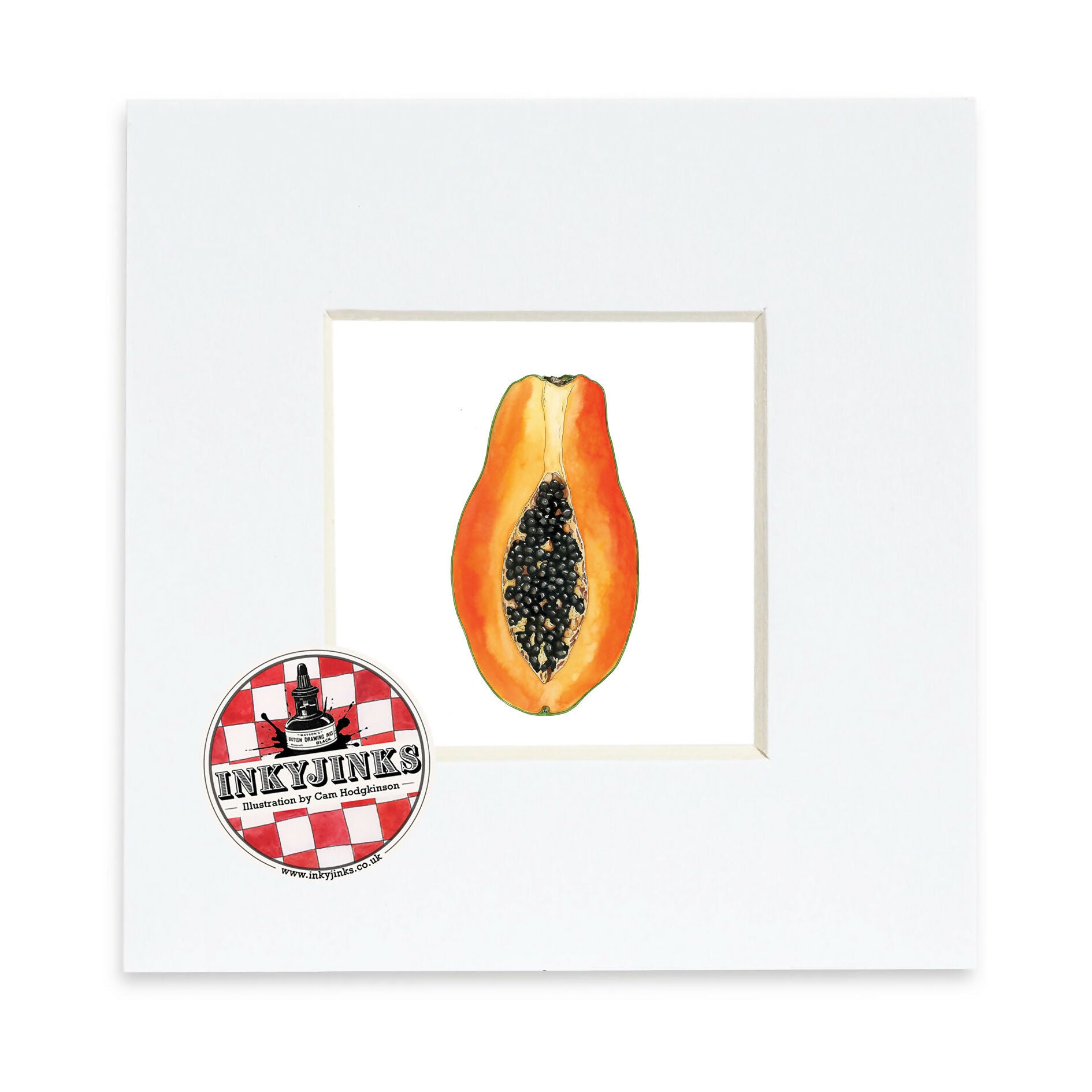 4” x 4” Mini Mounted Giclée Print of Papaya
