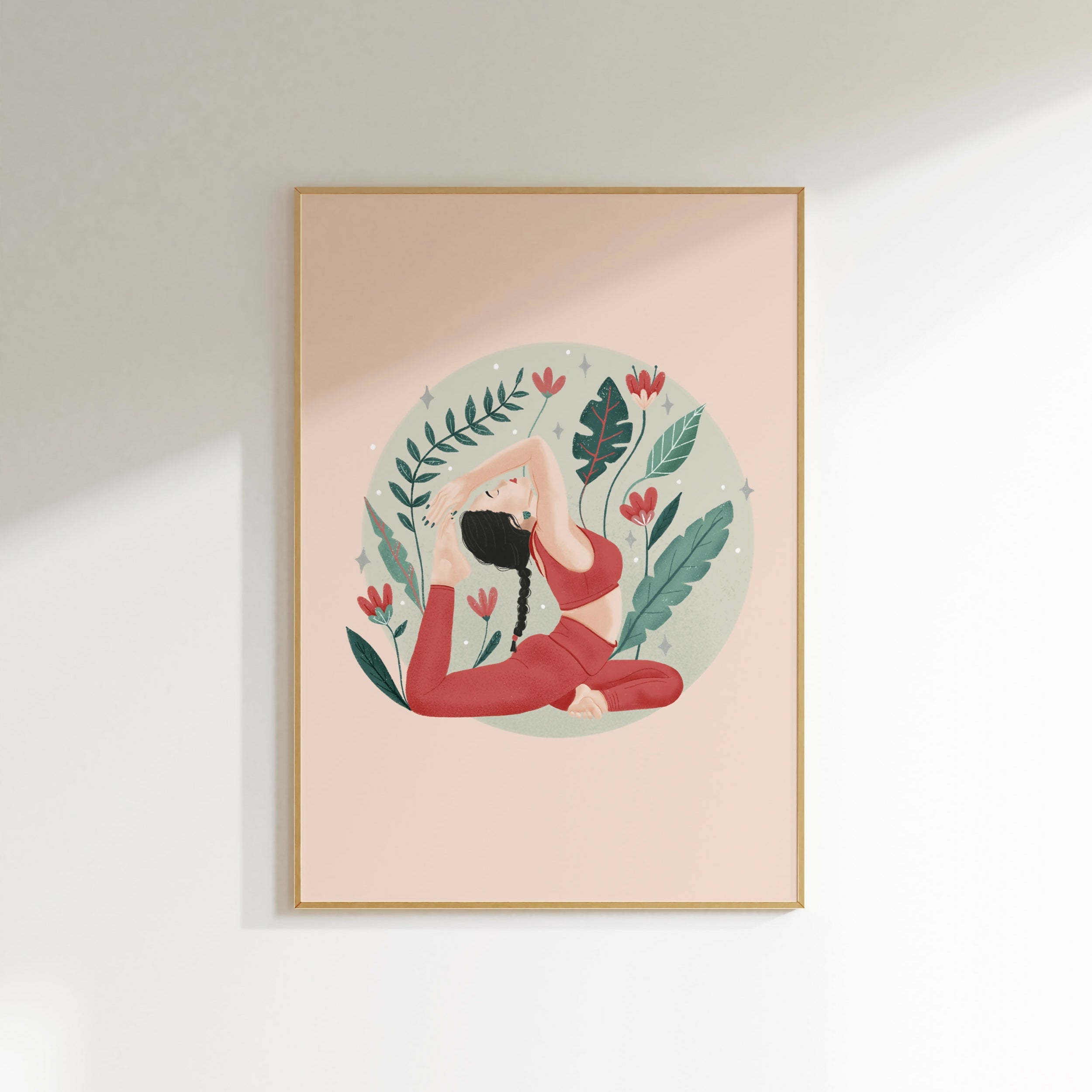 Yoga Mermaid Pose Art Print: Tropical Wall Decor (A4)