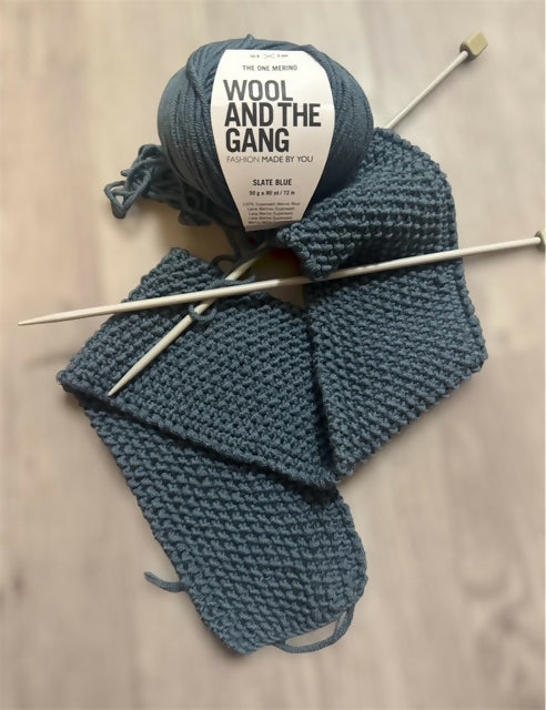 PURE MERINO WOOL , REGULAR LENGTH , UNISEX, SKINNY SCARF, SLATE-BLUE COLOUR