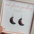 Red and Black Moon Earrings Sterling Silver