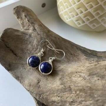 Lapis Lazuli Drop Earrings, Sterling Silver