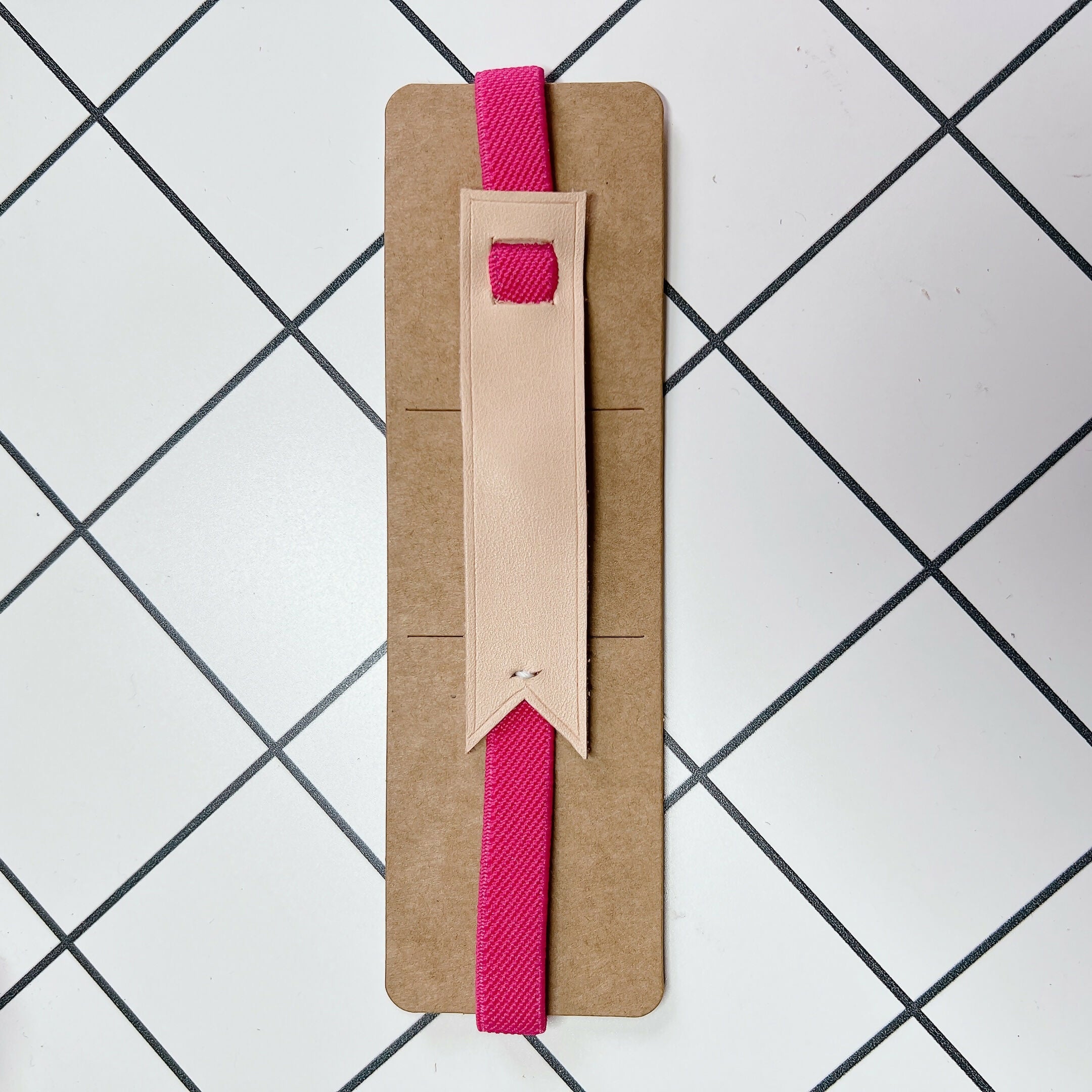 Rubber Strap Leather Elastic Bookmark - Blank