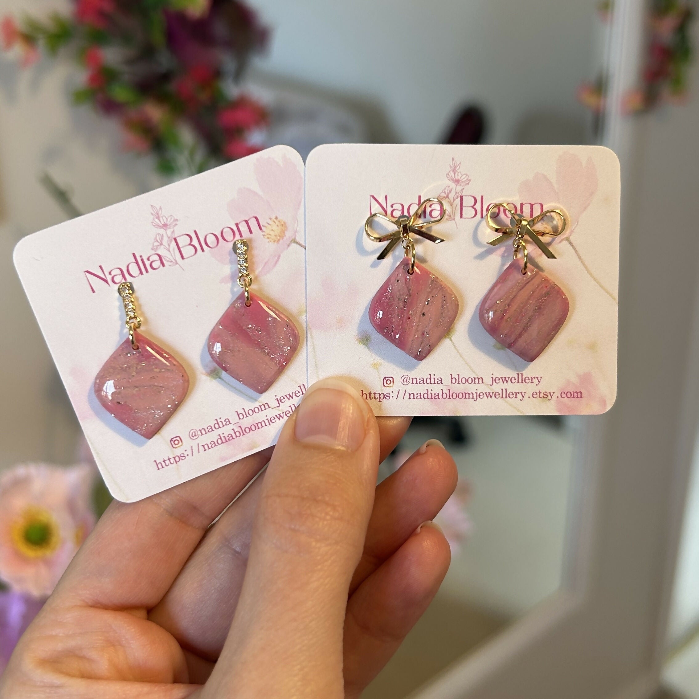 Pink Marble Pattern Earrings