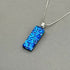 Blue Raindrop Dichroic Fused Glass Pendant with Silver Plated Chain - Handmade by Jade Tapson Glass.
