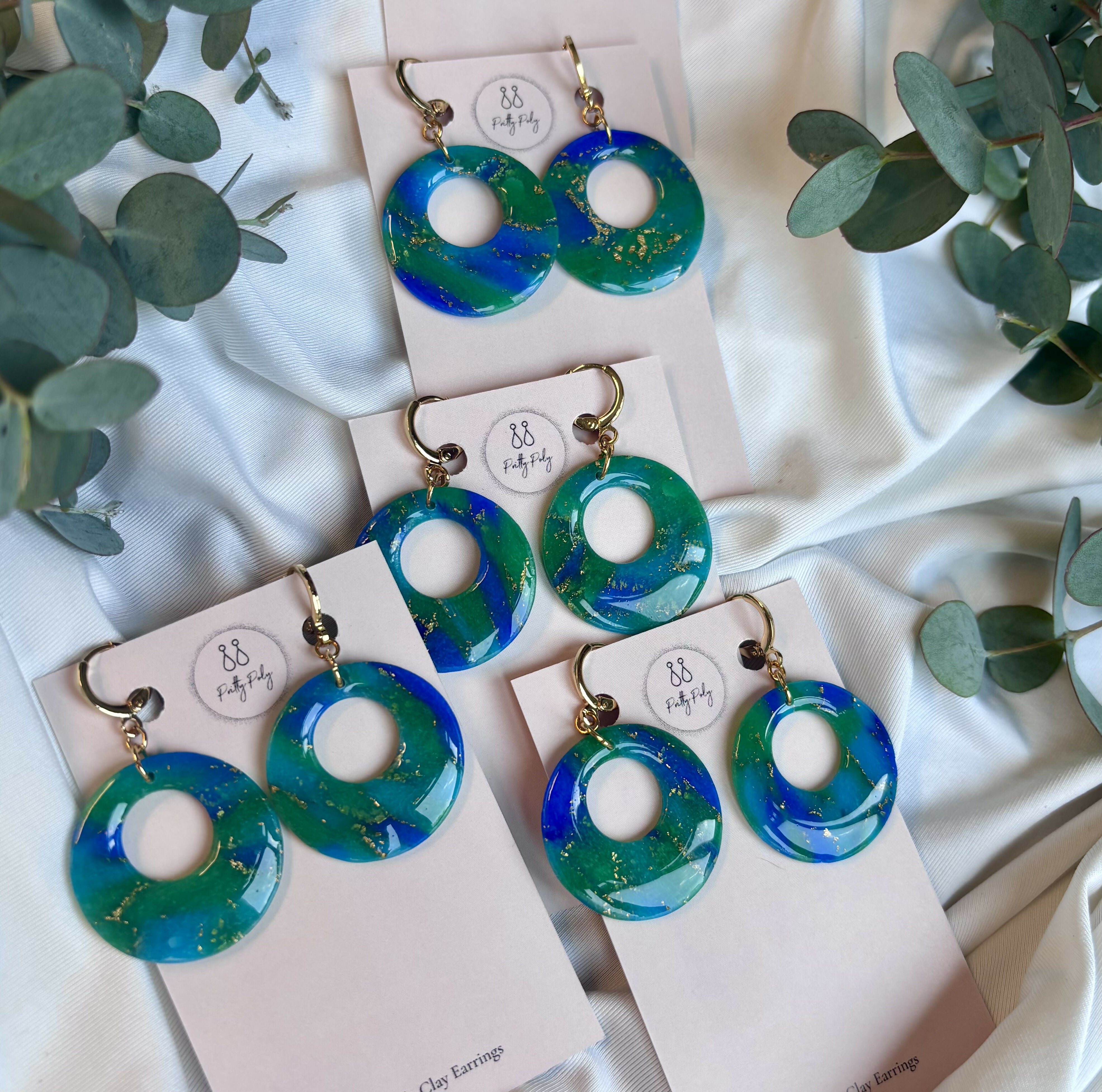 Ocean Dream Collection Round Polymer Clay Earrings
