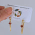 Ruby Red Zirconia Chain Earrrings on Gold Plated Ball Stud