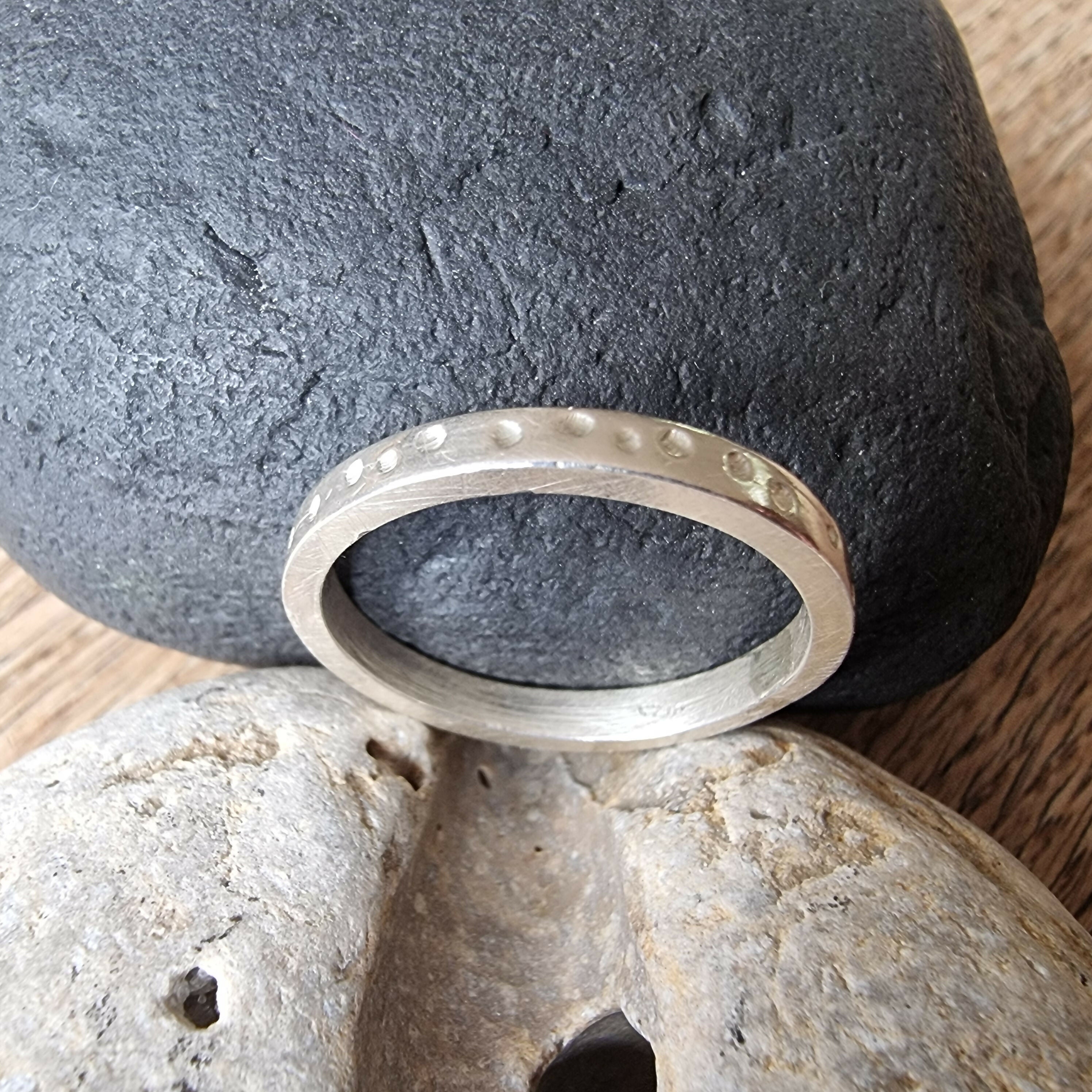 Sterling Silver Band with dots Size W