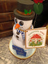 Handcrafted Whimsical Glitter Snowman Figurine with "I'm Just A Fool For Yule" Wooden Sign