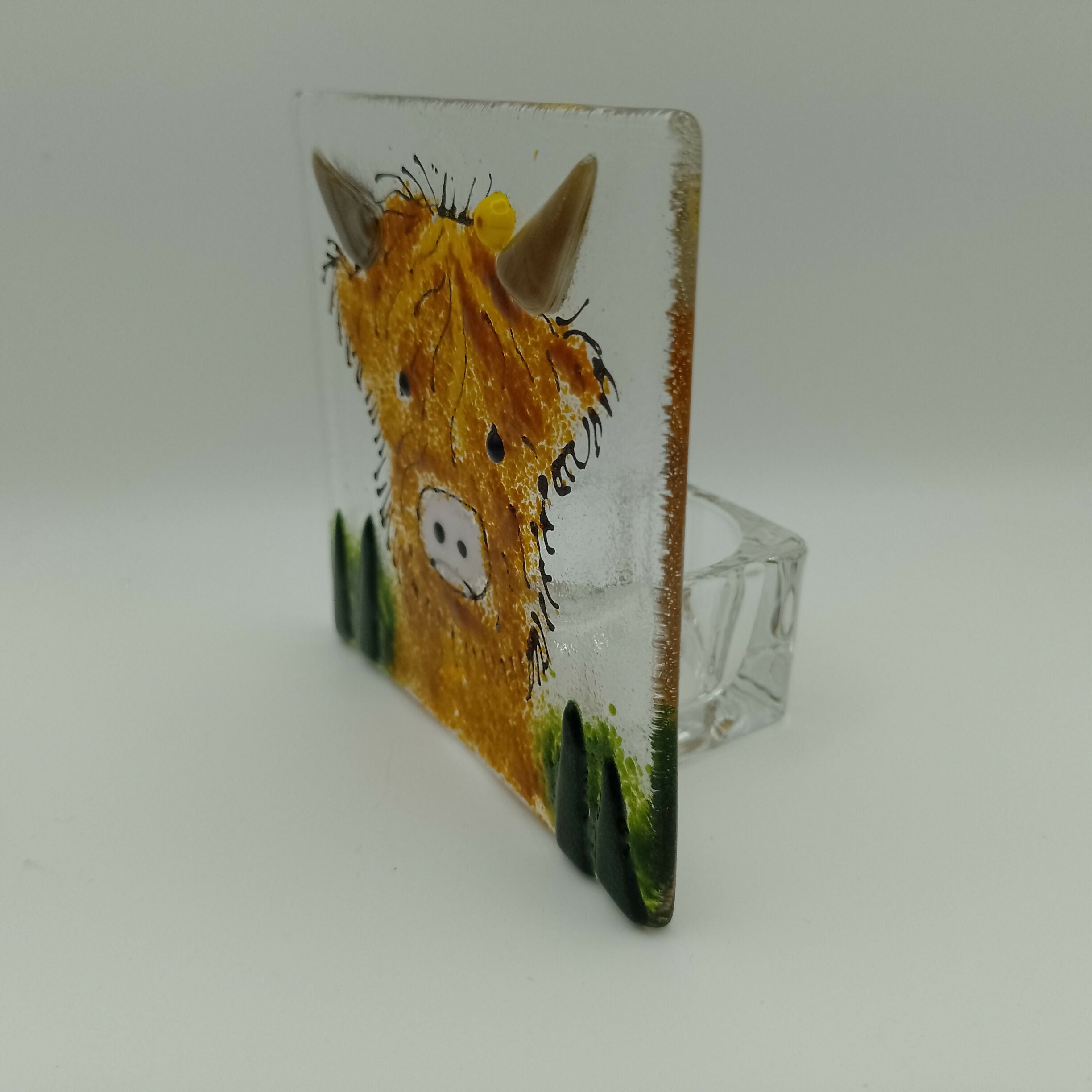 Fused Glass Highland Cow Tealight