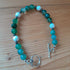 Tibetan Silver toggle Bracelet with Green Banded Agate, Grey Hematite and Veined Howlite.