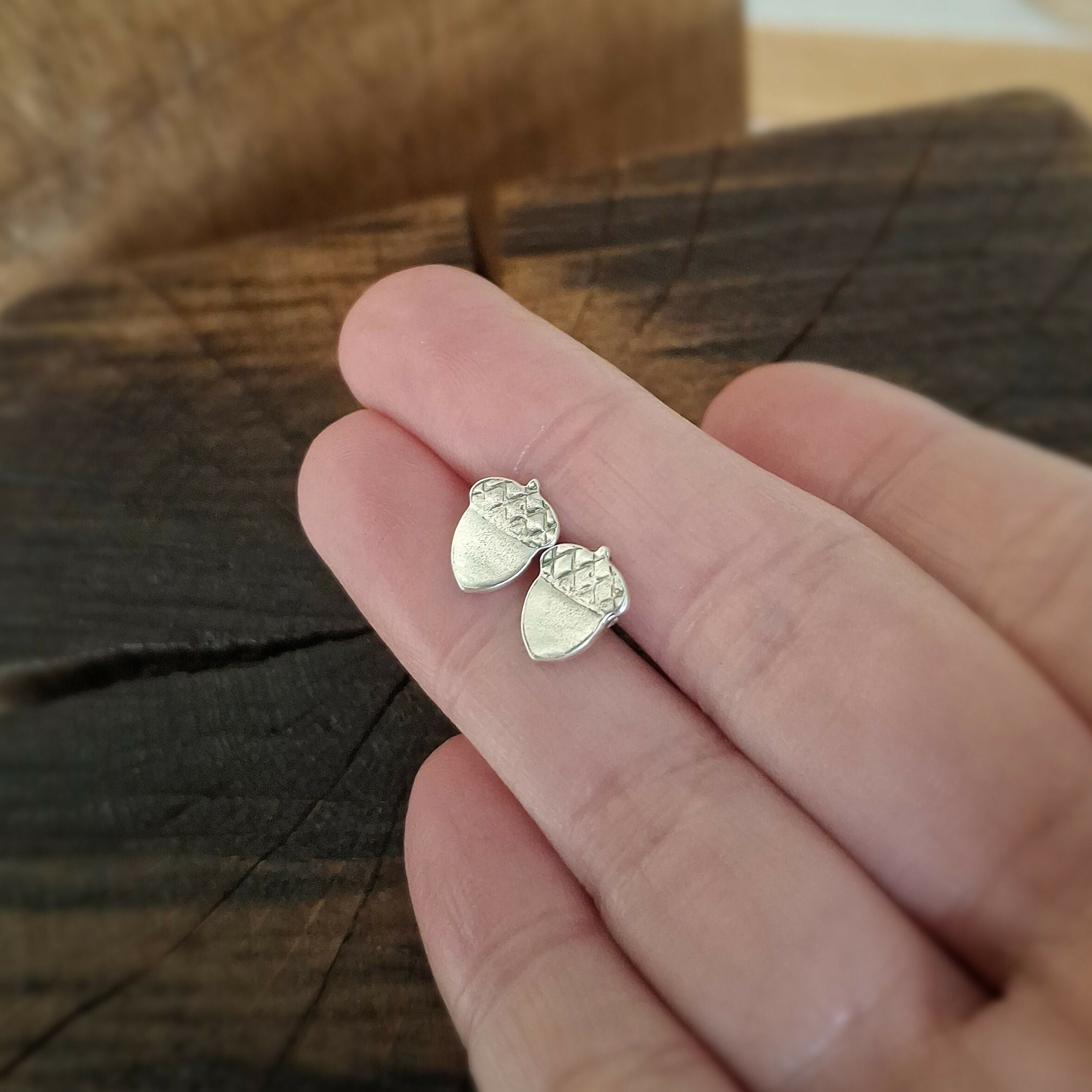 Handmade Silver Acorn Studs