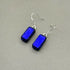 Cobalt Blue Dichroic Fused Glass Dangle Sterling Silver Earrings - Handmade by Jade Tapson Glass.