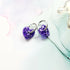 Handmade Purple And Silver Resin Heart Charms On Chunky Hoops