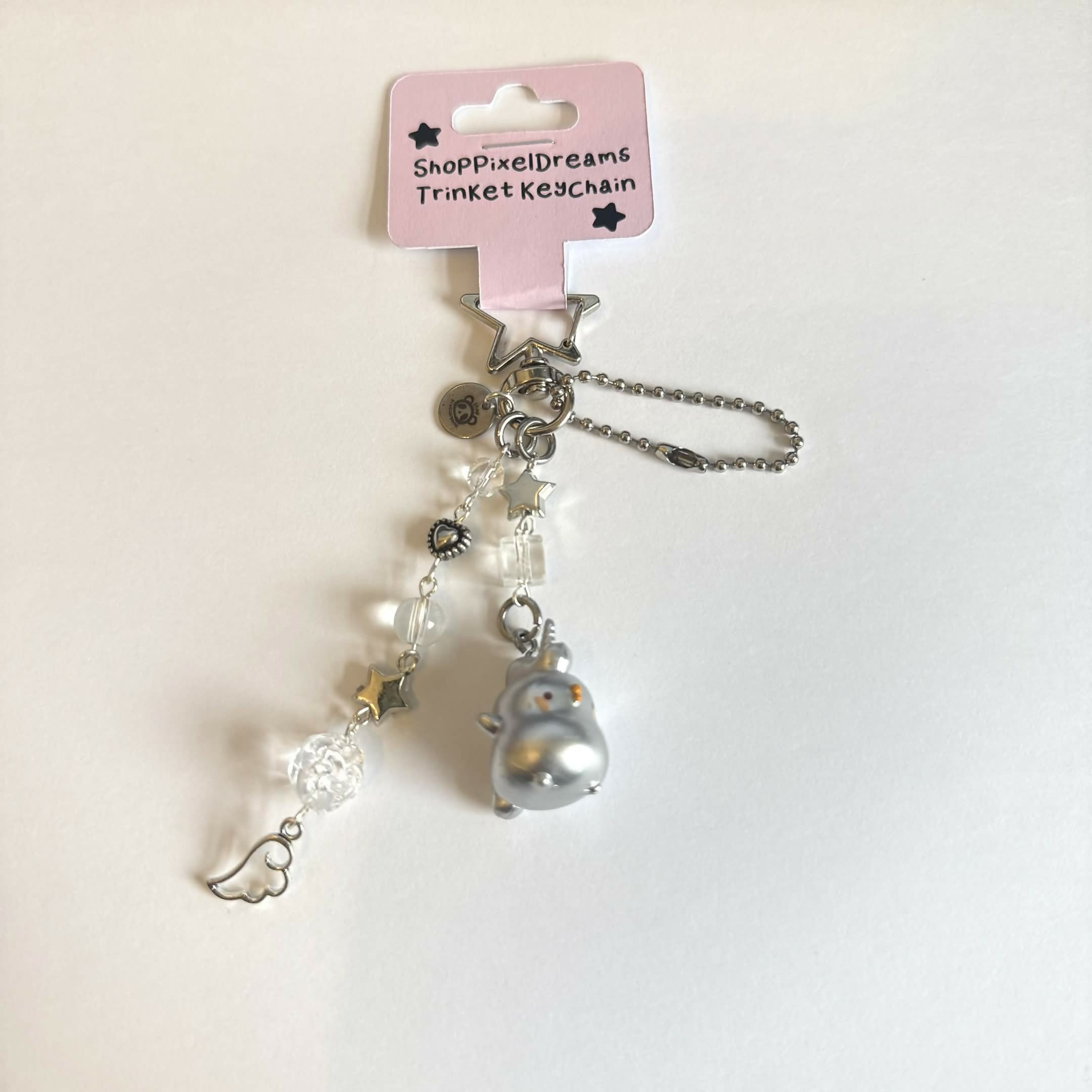Silver Unicorn Chicken Gacha Trinket Keychain