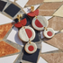 Three Tiered Gold and Red Inlay Earrings