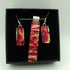 Dichroic Glass Red and Gold Ripple Pendant and Earring Set