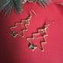 Christmas Tree Brass Wire Earrings; Jade Citrine Crystal Gold Handmade Festive Earrings