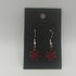 Dark Red Enamel Flower Earrings