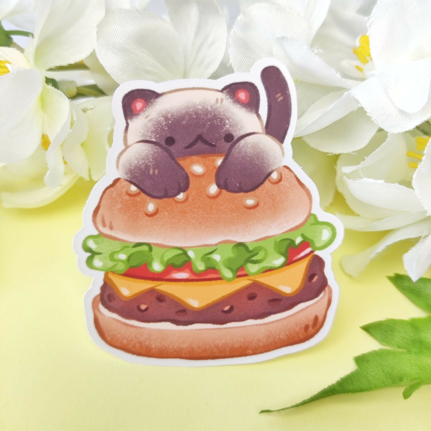 Burger Cat - Matte Sticker Single