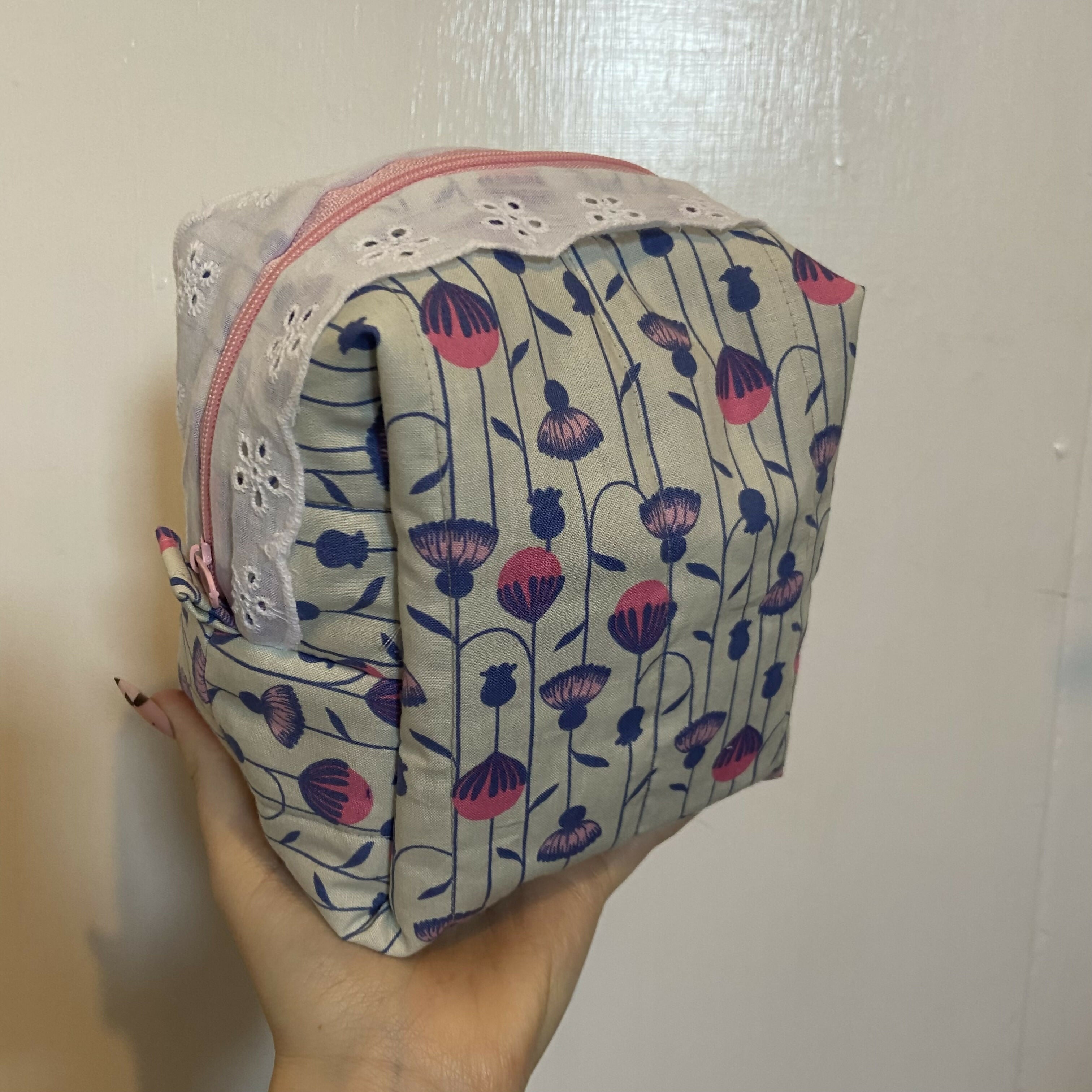 Blooming Flowers Tall Boxy Cosmetics Bag