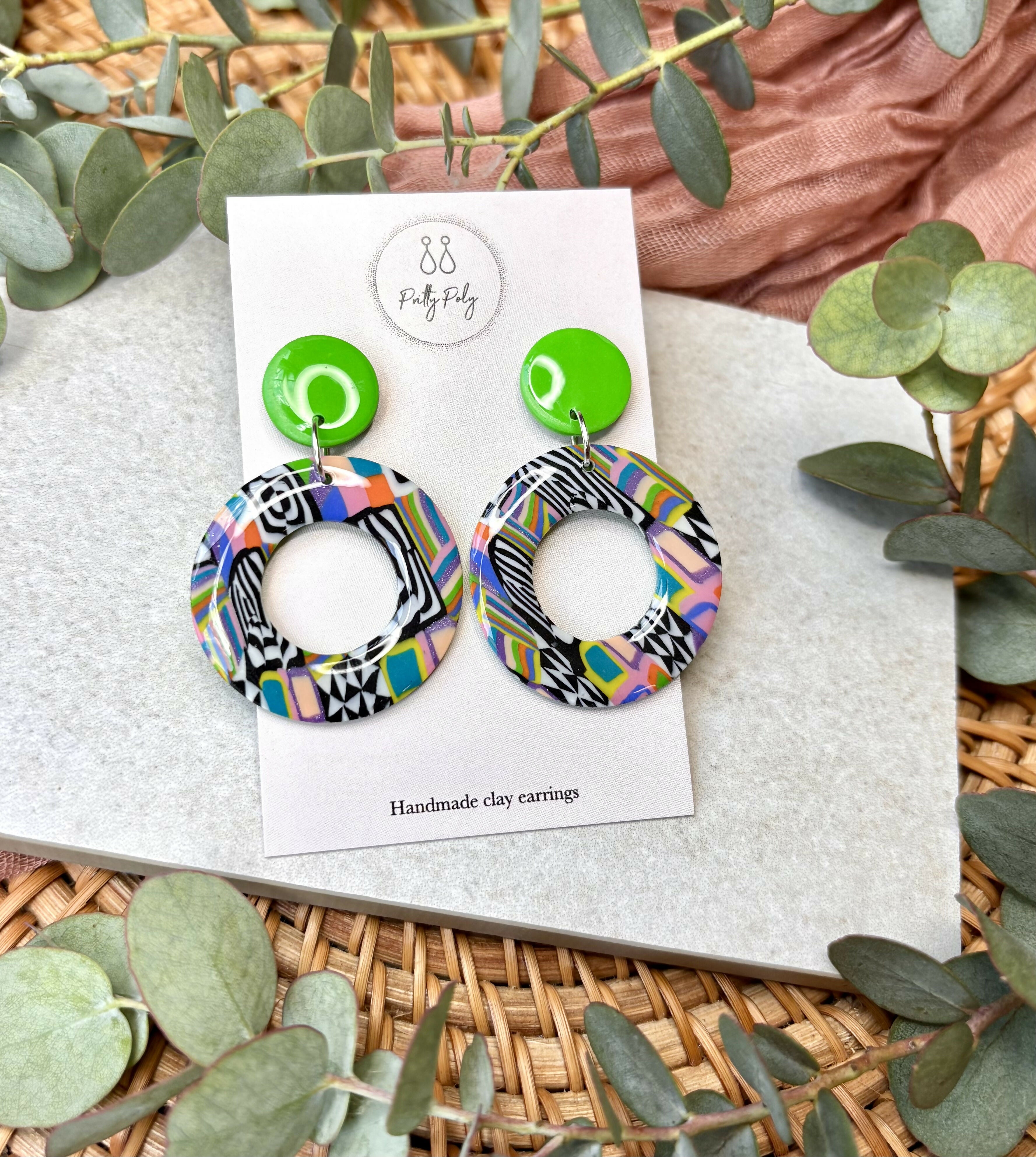 Funky Pattern Collection - Doughnut Polymer Clay Earrings
