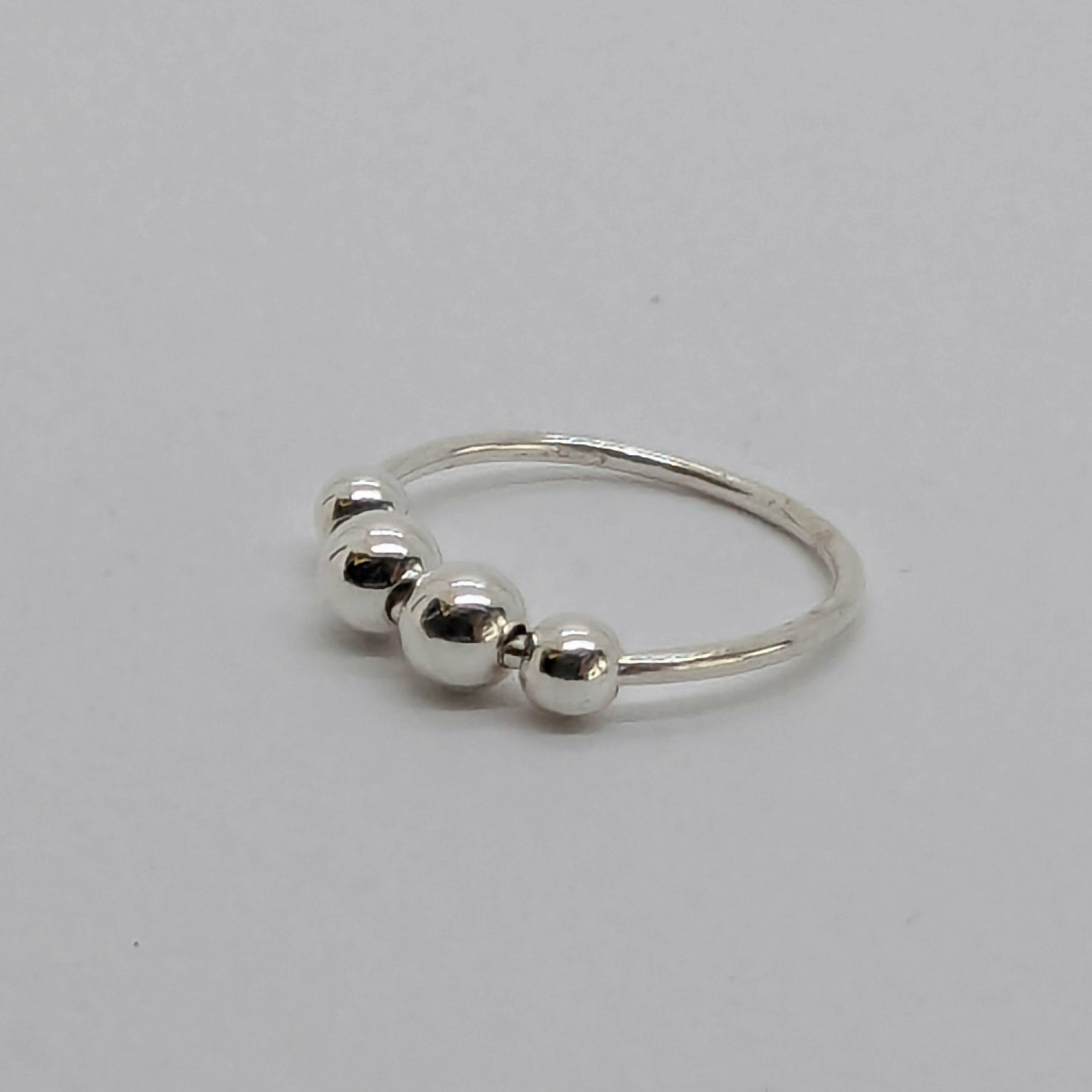 ‘Orbit’ Sterling Silver Polished Bead Fidget Ring