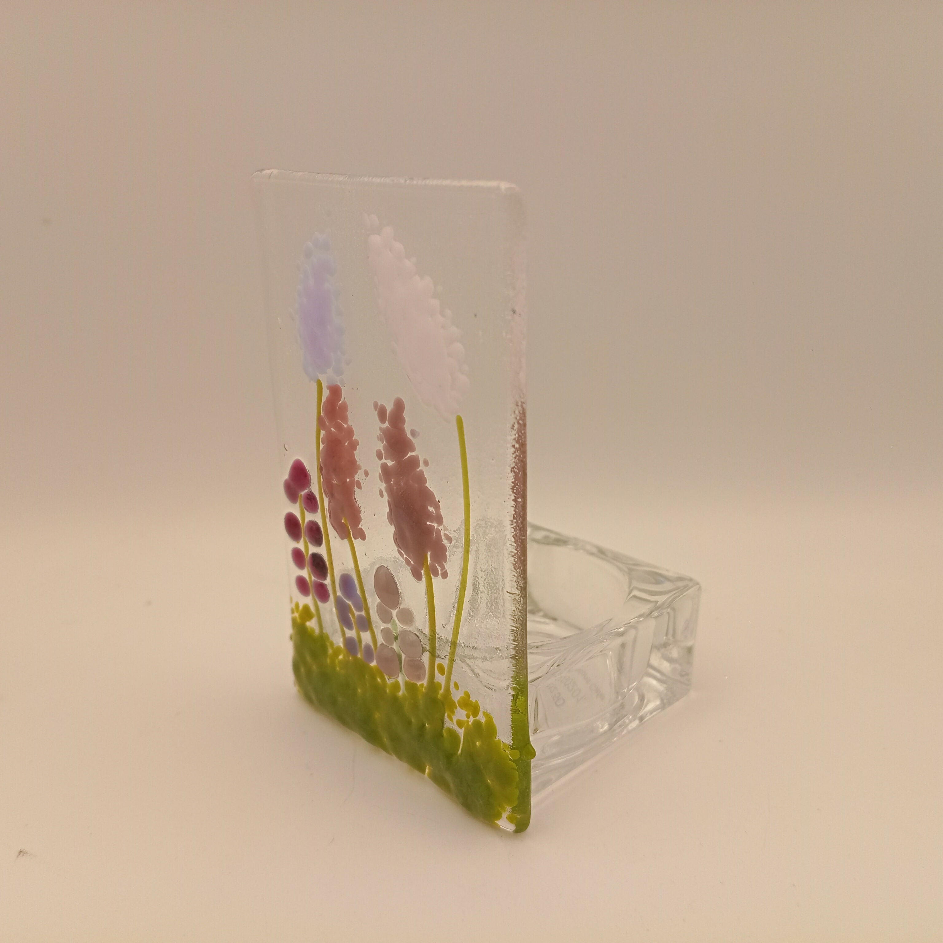 Fused Glass Pink Flower Tealight
