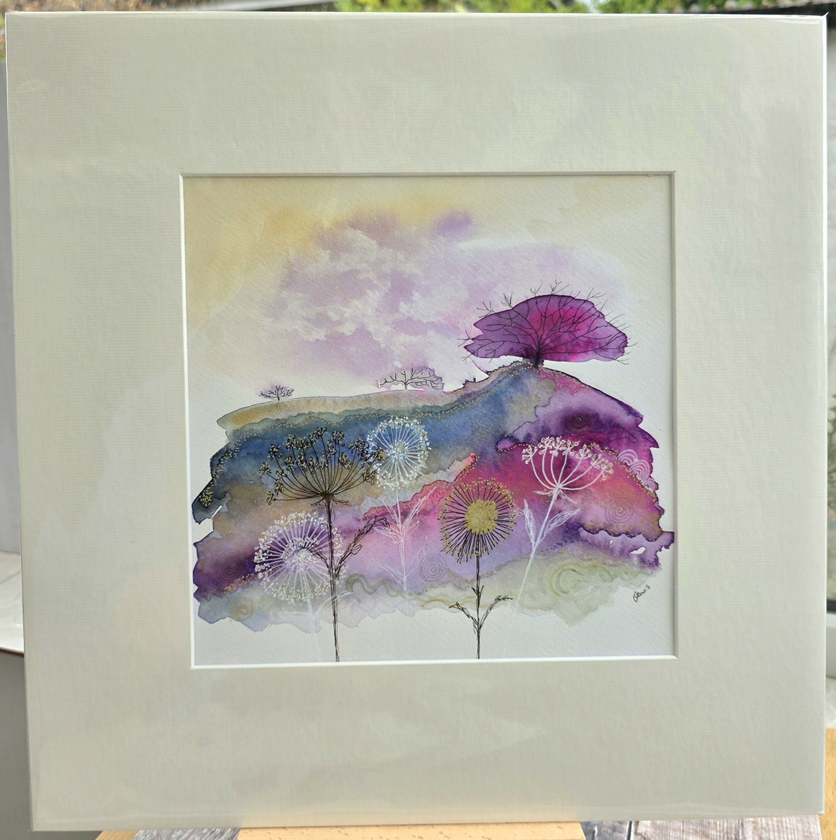 'Blustery Hilltop' Original Mixed Media Painting