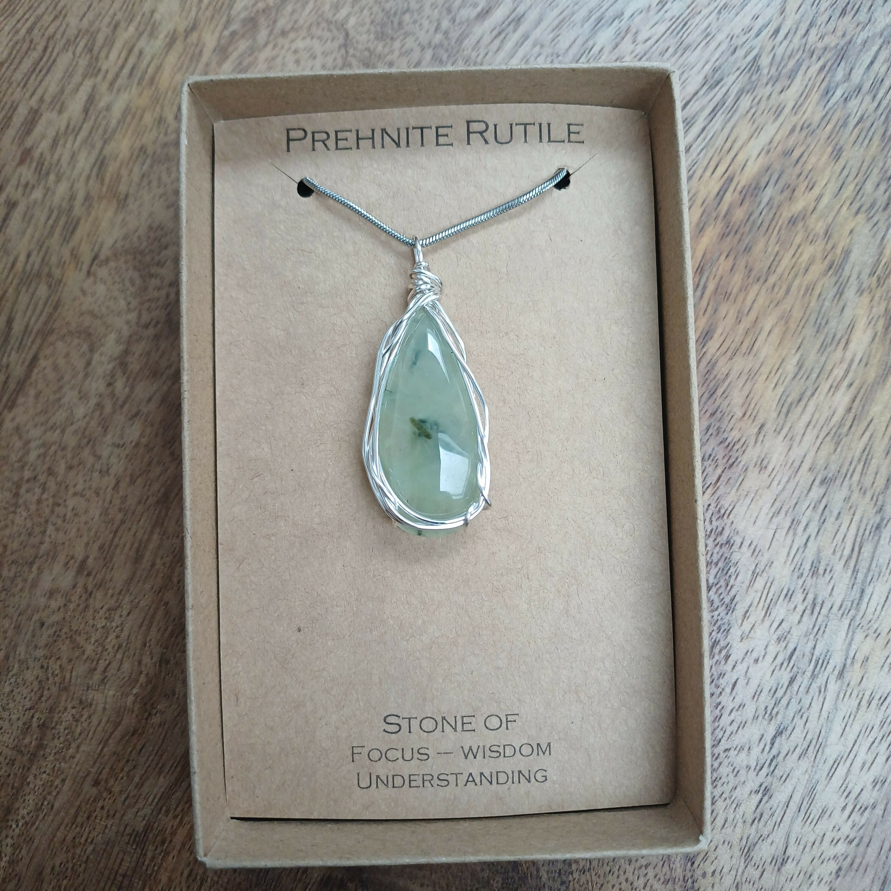 Prehnite Rutile Wire Wrapped Pendant