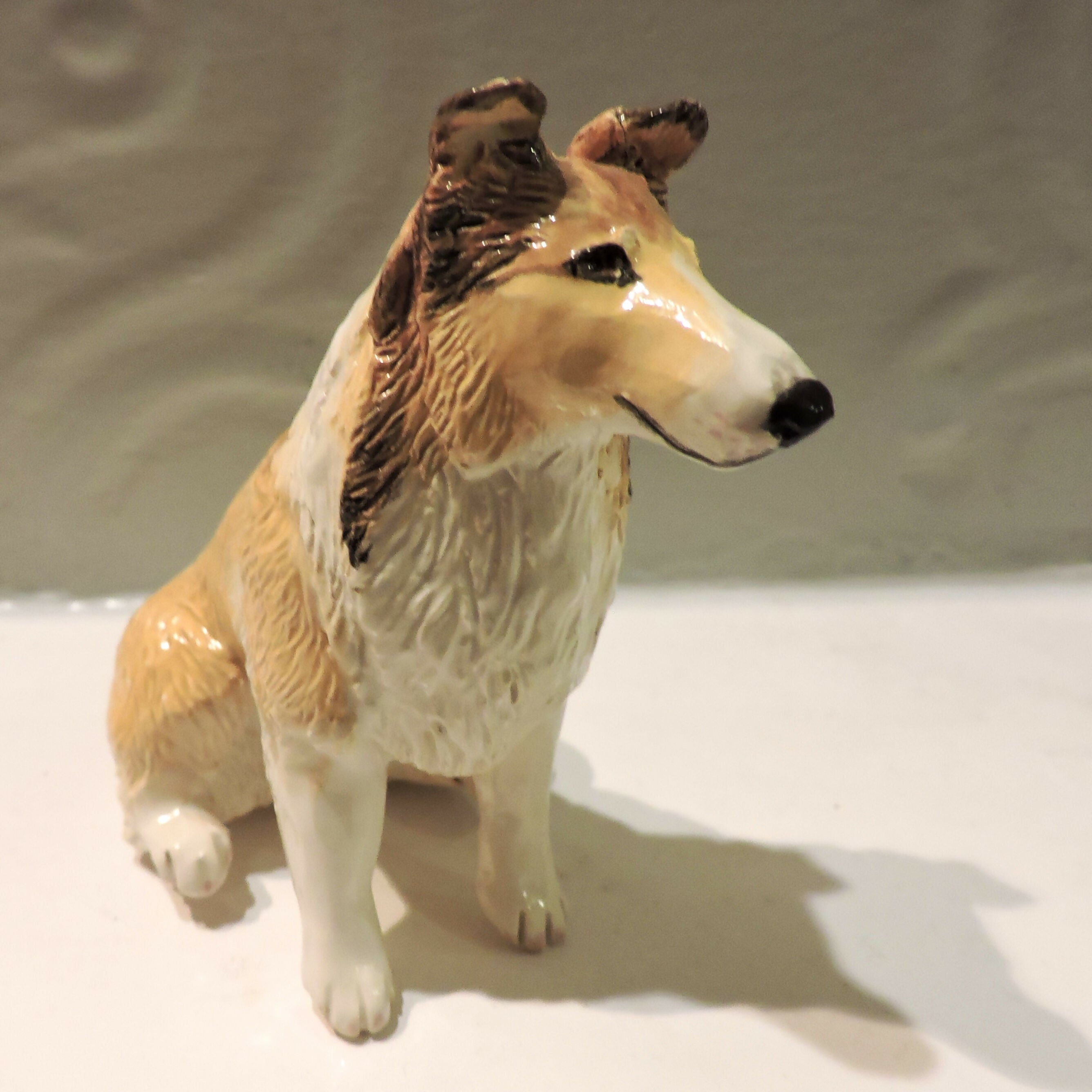 Ceramic Sable Rough collie dog sculpture