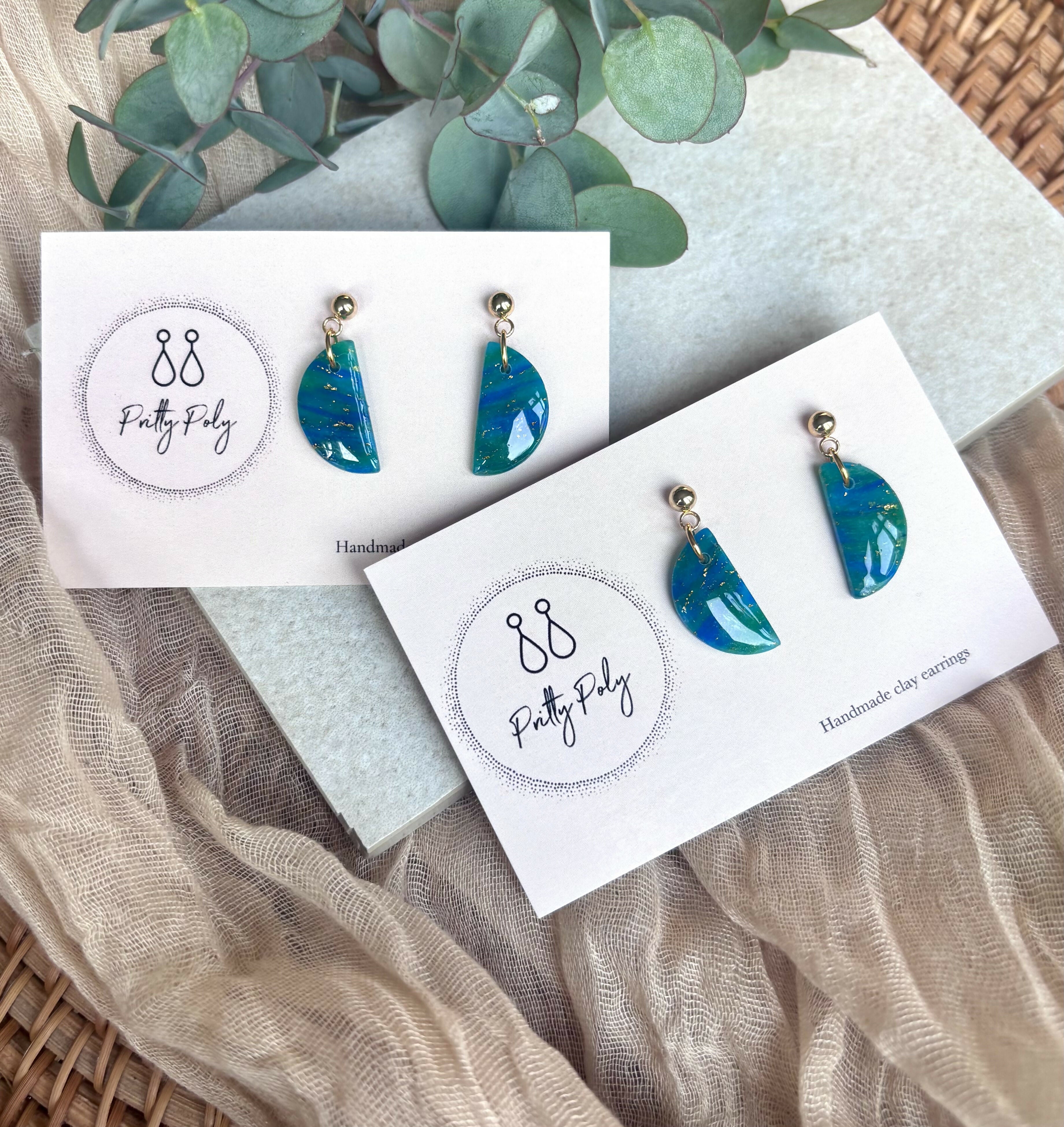 Ocean Dream Collection - Small Semi Circle Polymer Clay Earrings