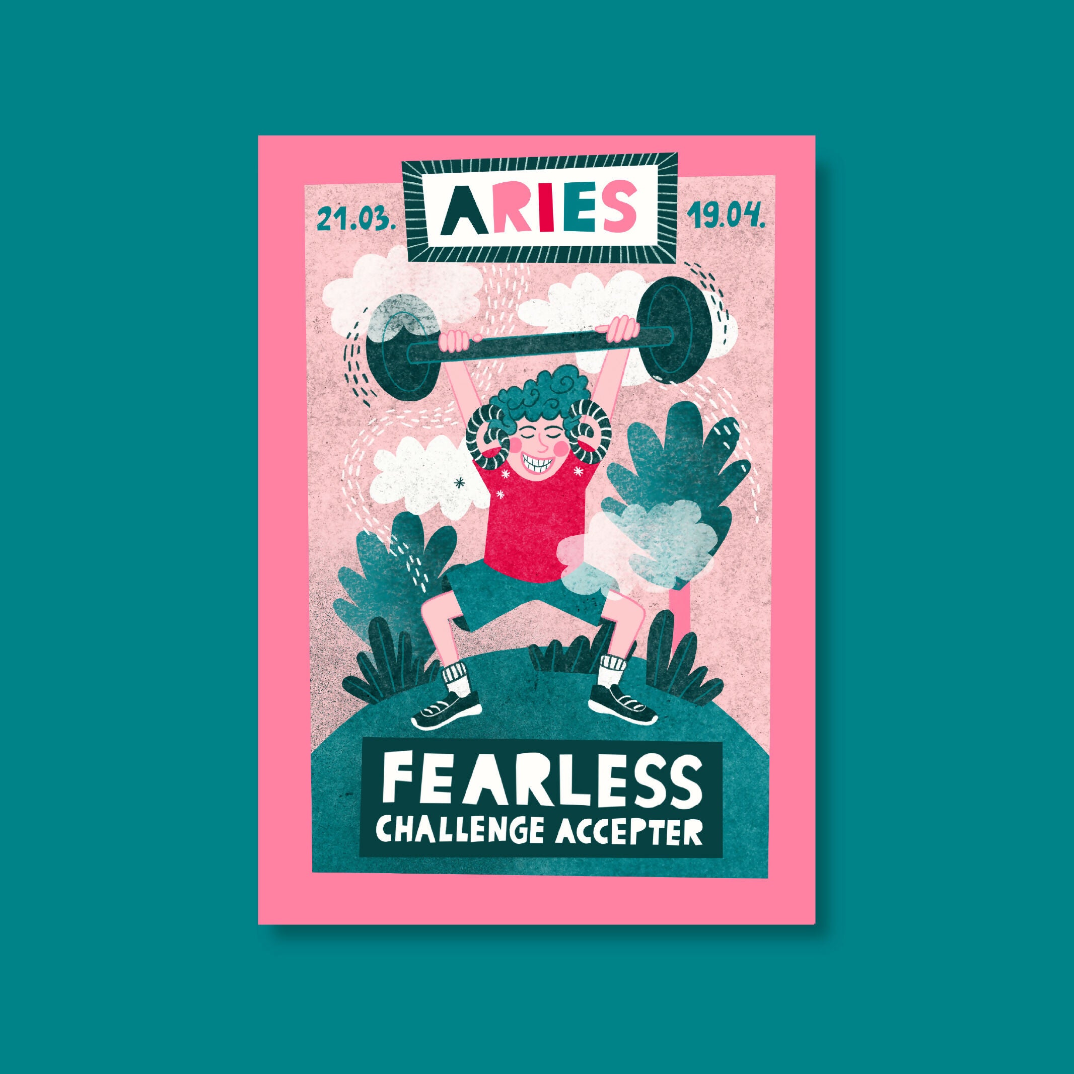 Fun Motivational Illustrated Zodiac Print - Aries