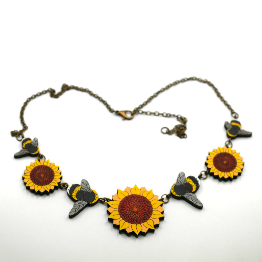 Sunflowers and Bees Necklace