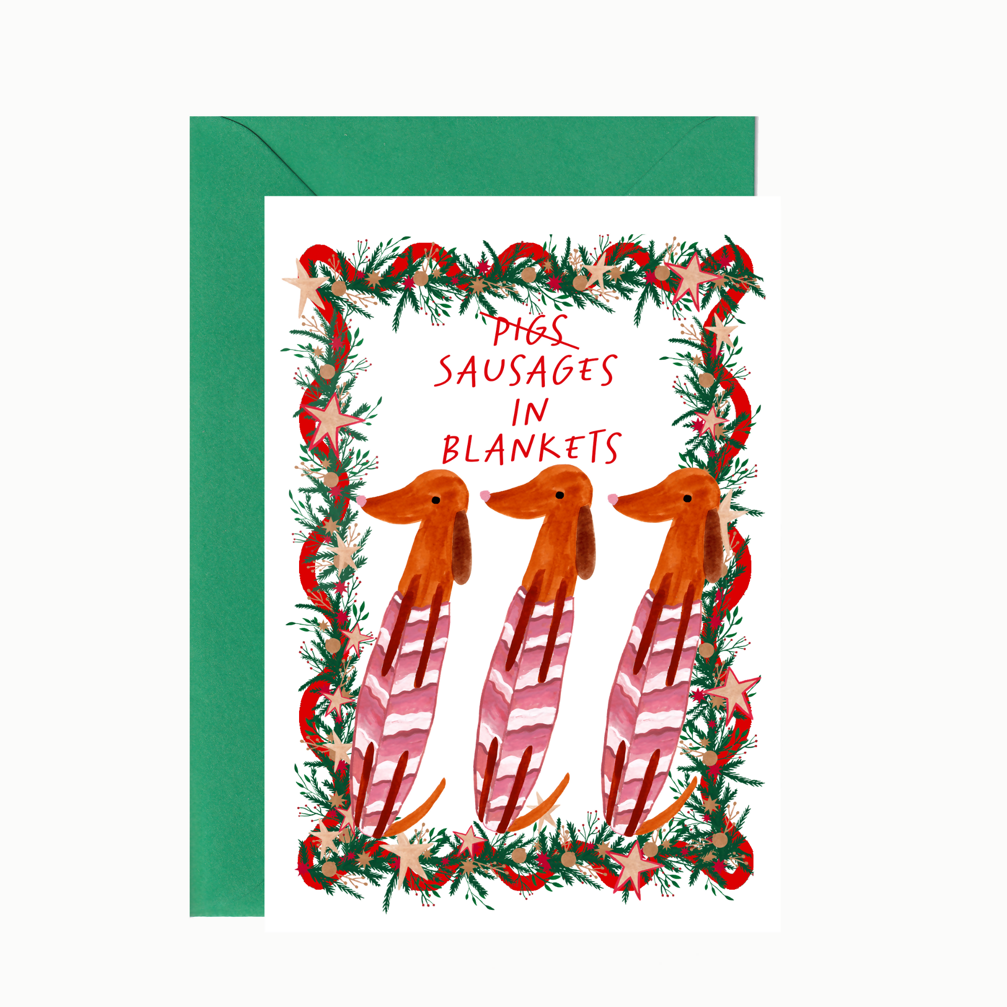 Sausages In Blankets Christmas Card