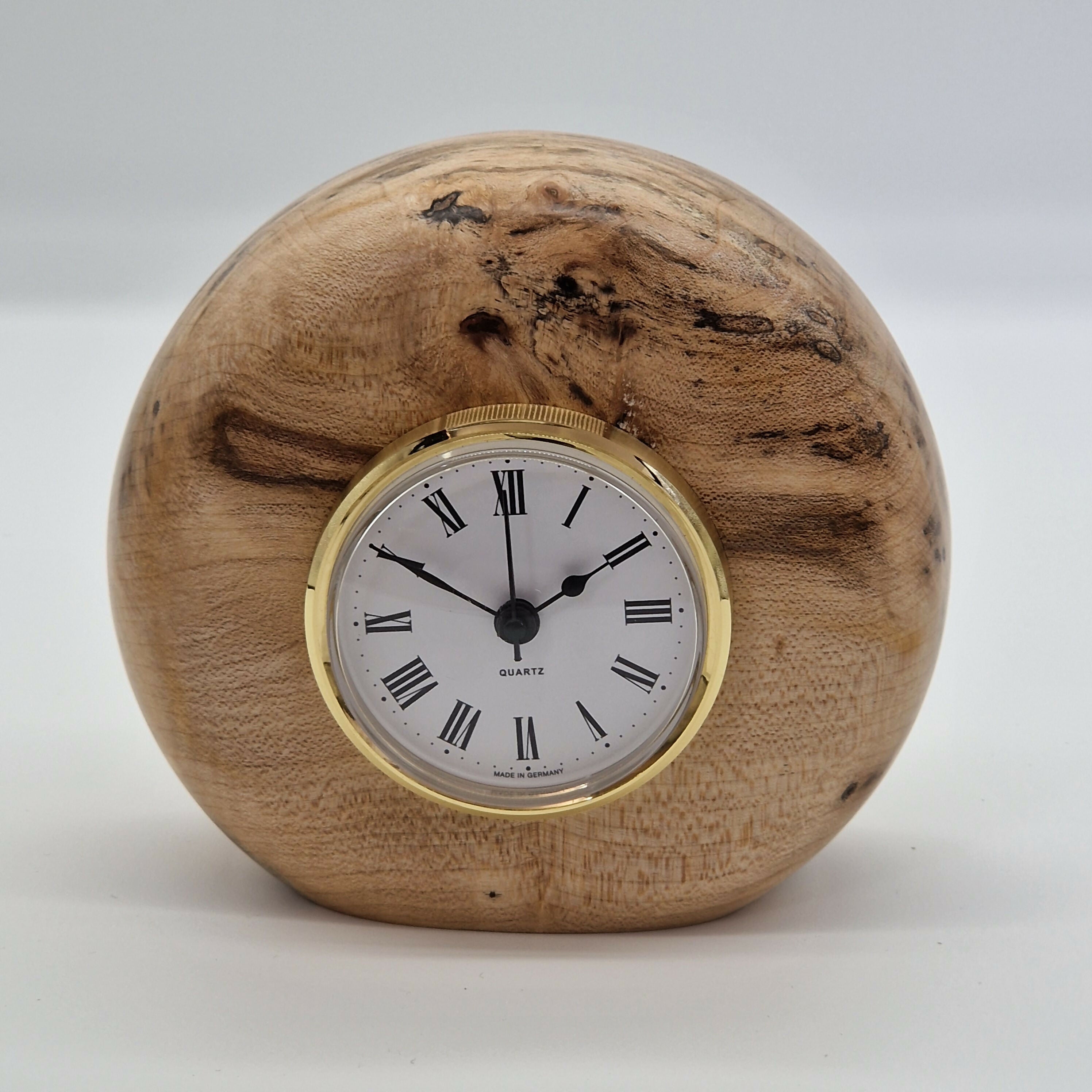 Small Hand Turned Mantle Clock made from Spalted Sycamore Wood