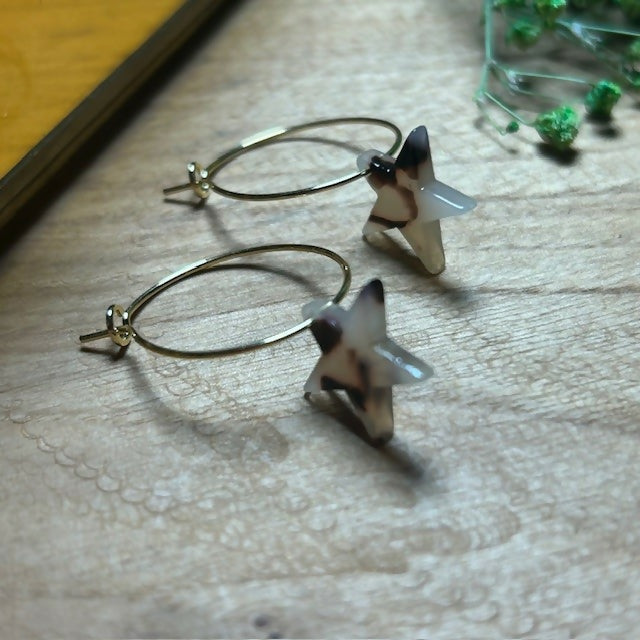 Lovely Gold Plated Hoops Featuring Small Star Charms