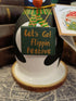 Handmade Wooden Holiday Penguin Figurine - "Let's Get Flippin' Festive"