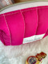 Small Quilted Toiletry Bag with Zipper in Red or Pink Colour