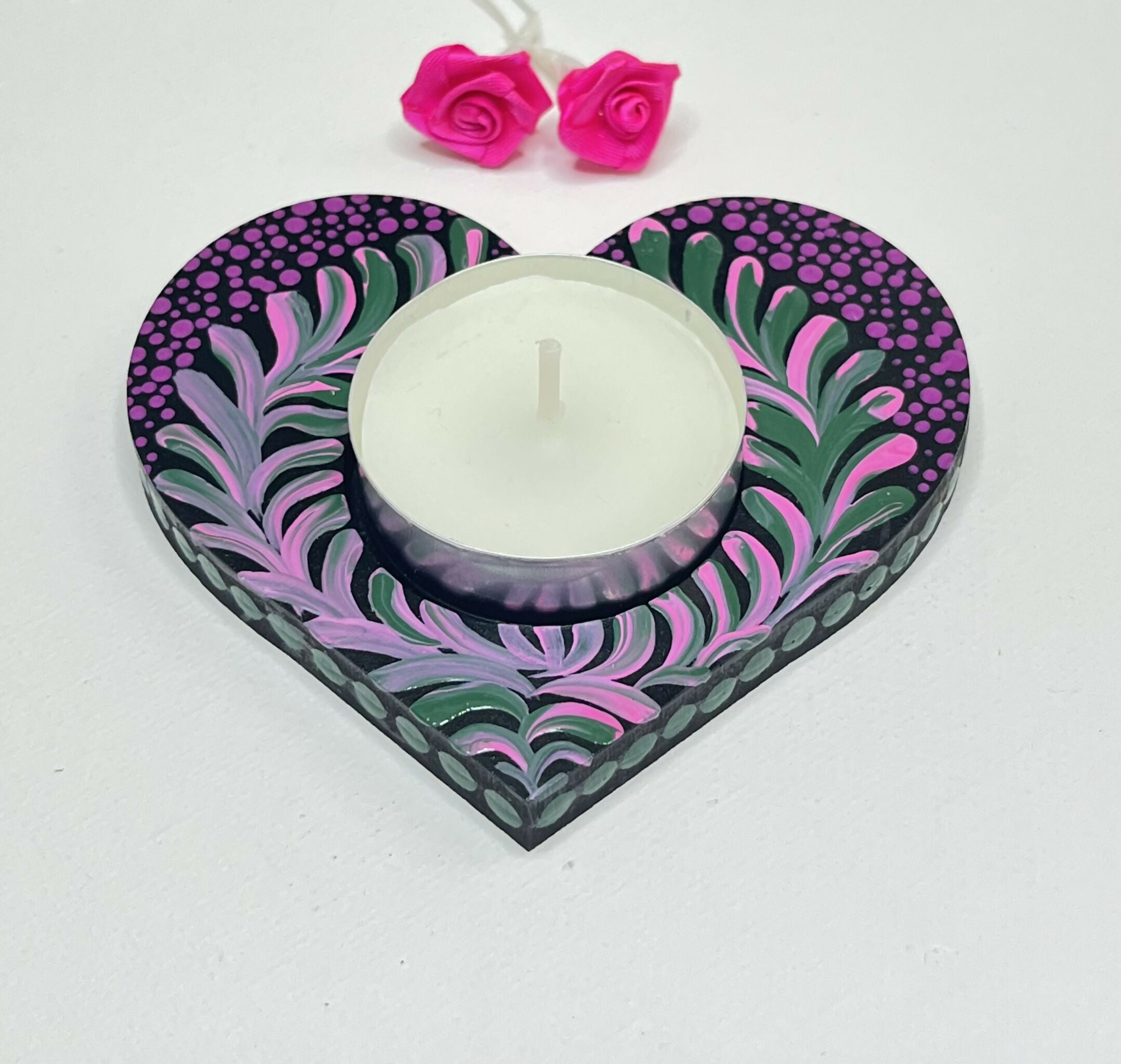 Hand Painted Wooden Tealight Holder
