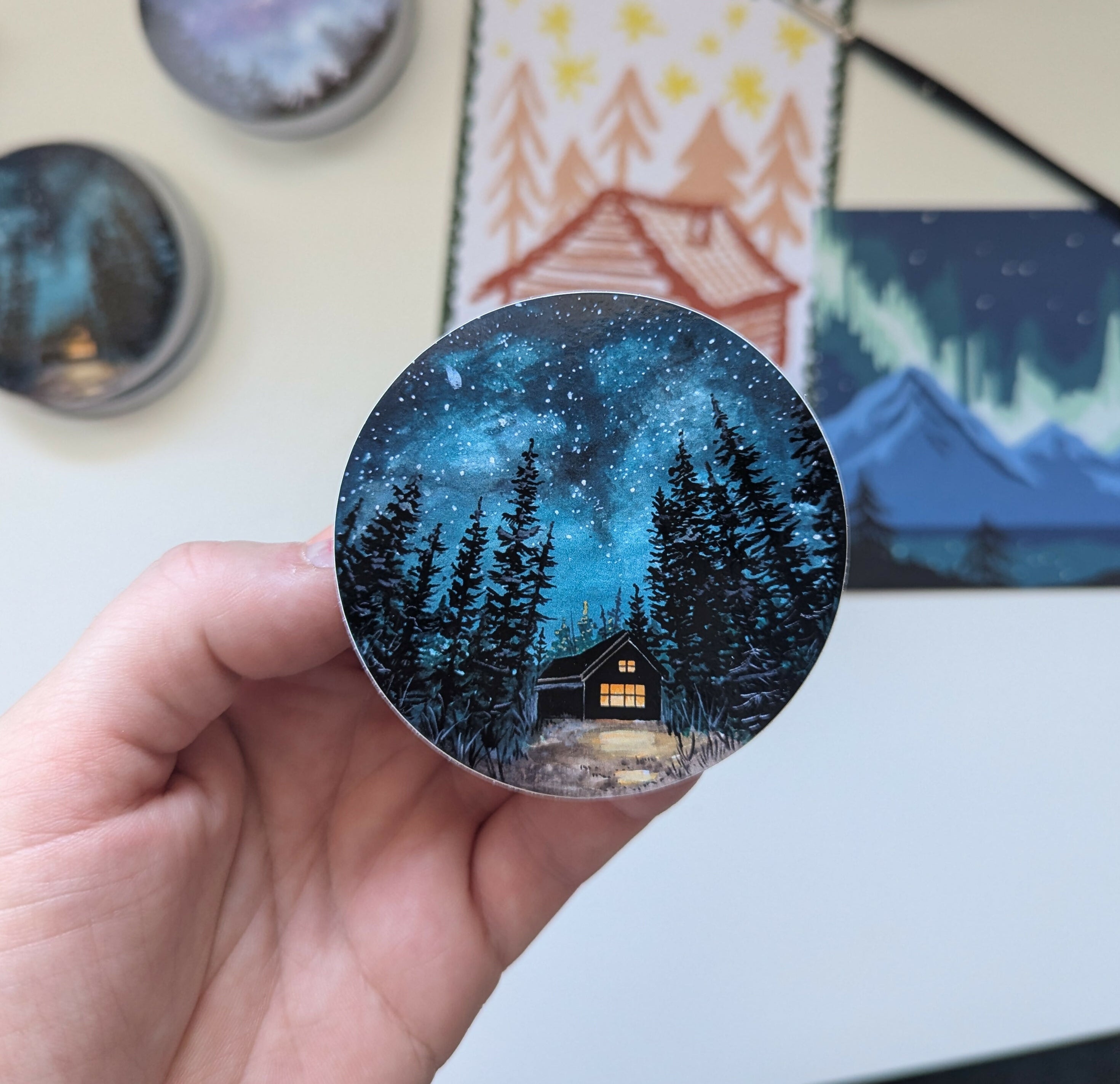 Cabin Under The Stars Vinyl Sticker