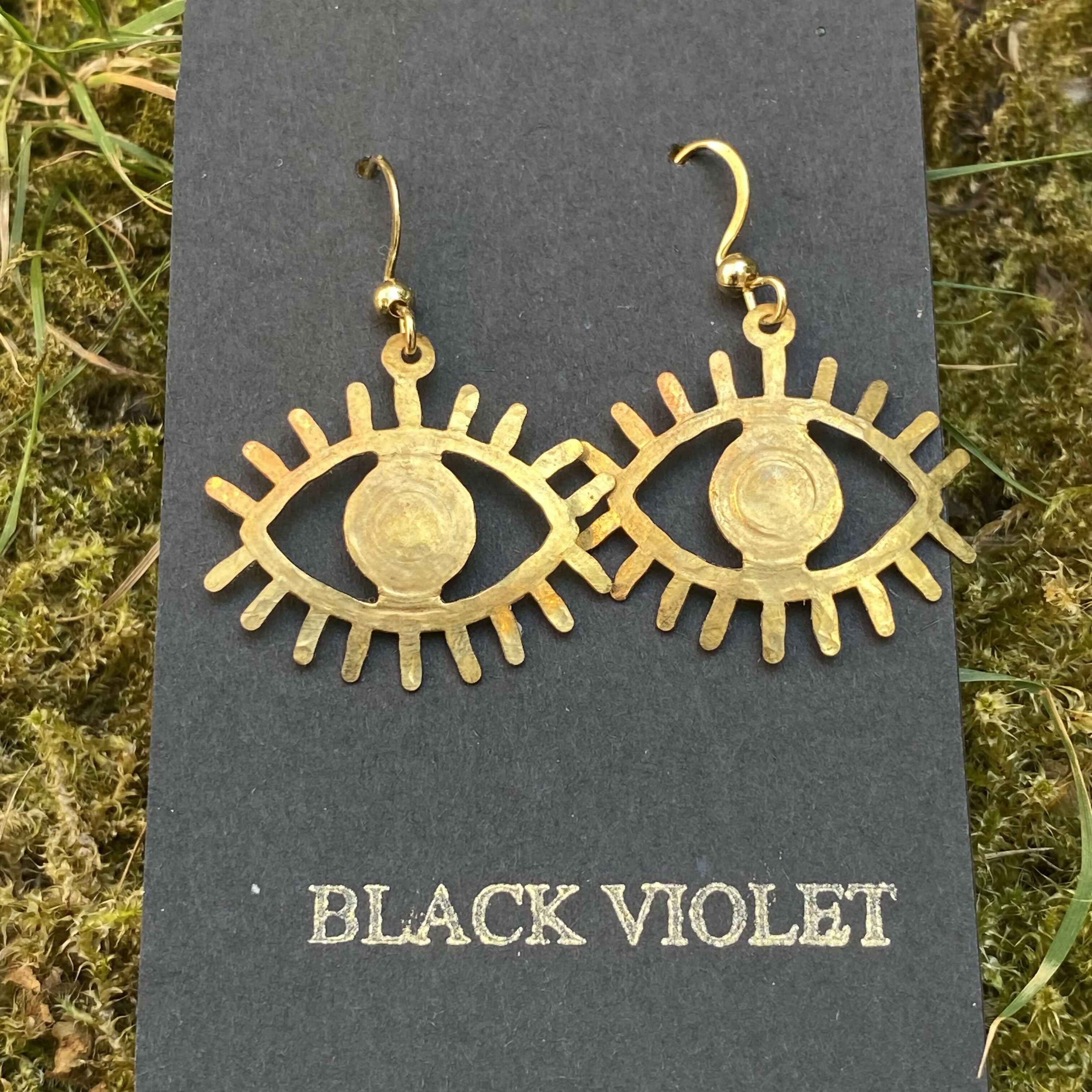 Protective Brass Eye Earrings