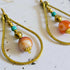 Gold Wire Crystal Earrings; Turquoise & Orange Agate Bohemian Teardrop Earrings
