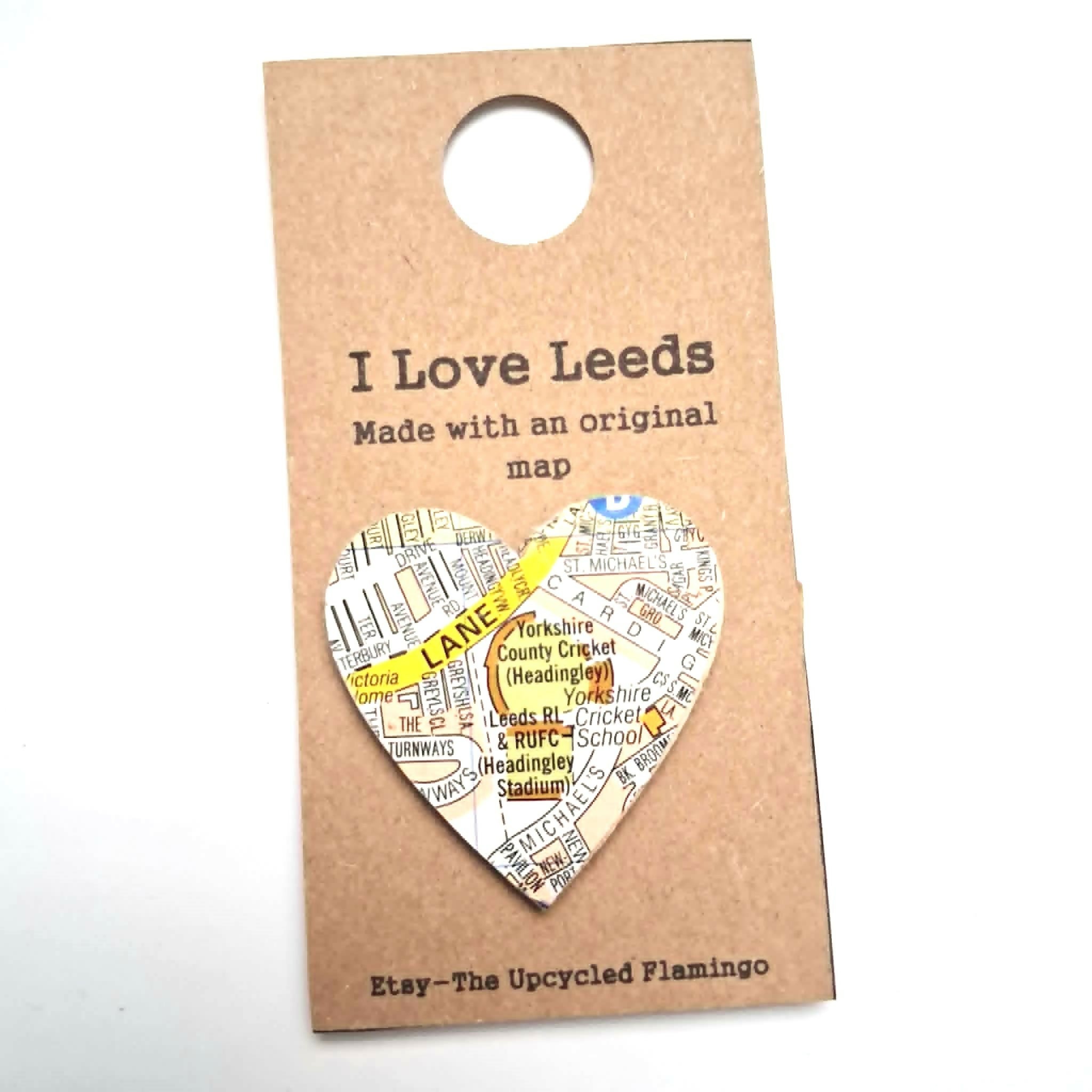 Heart Shaped Headingly Cricket and Rugby Grounds Leeds Map Magnet