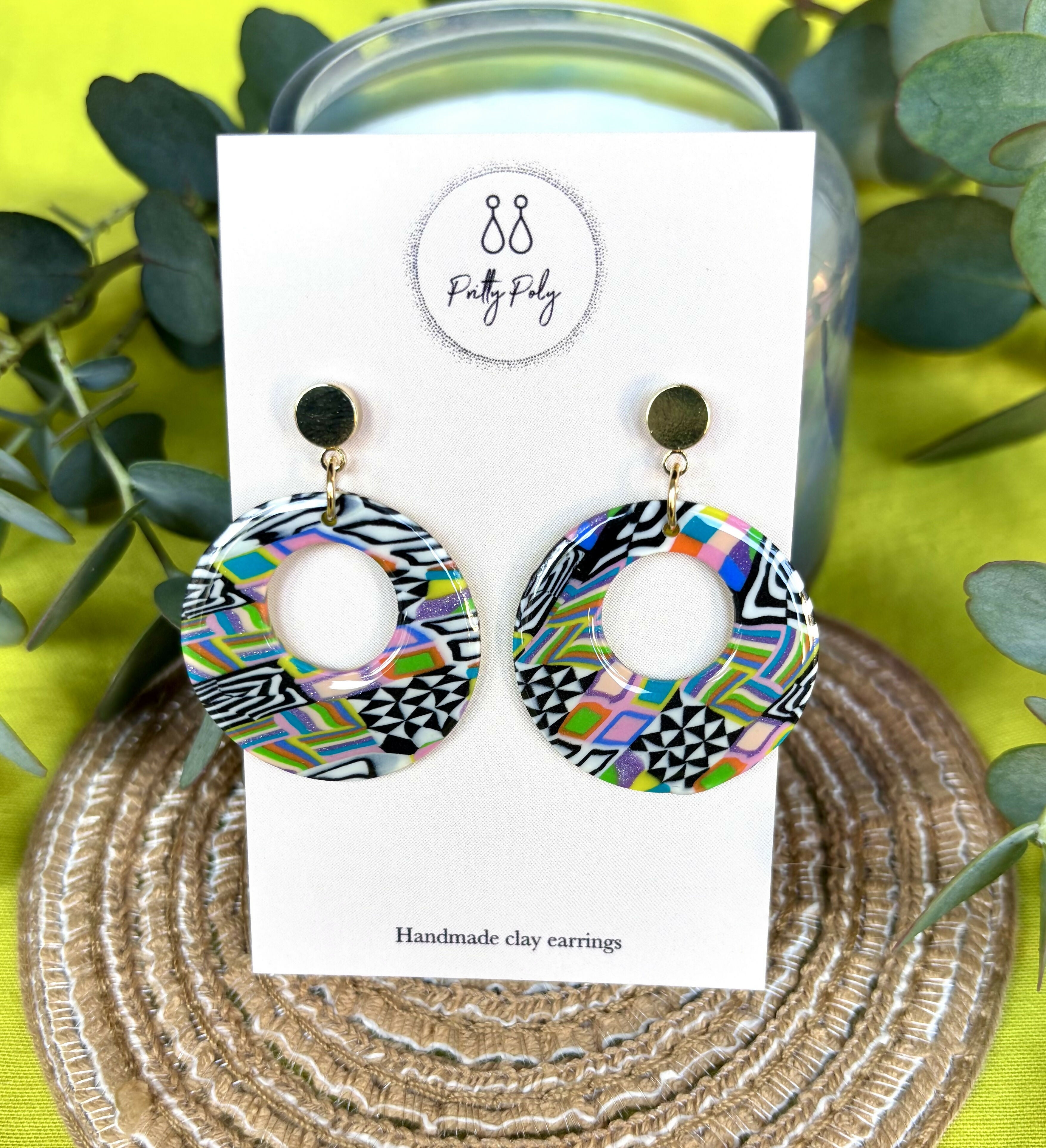 Funky Pattern Collection - Round Polymer Clay Earrings